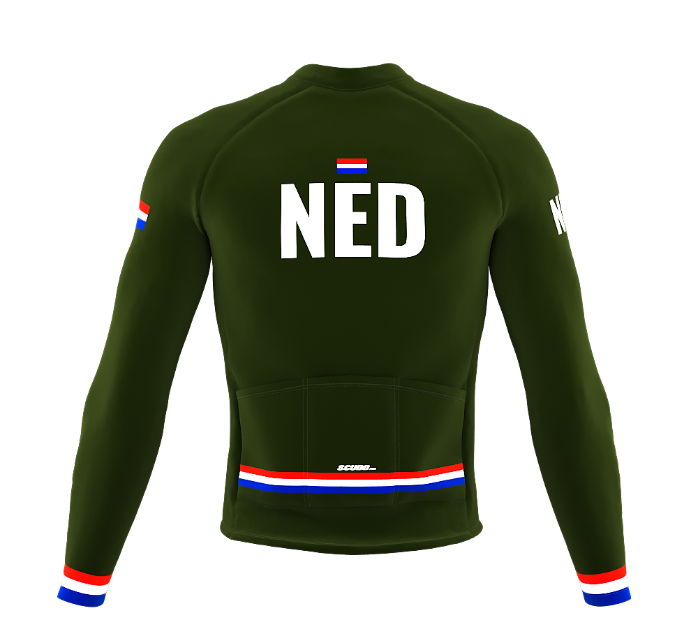 ScudoPro Pro Thermal Long Sleeve Cycling Jersey Country CODE Netherlands Green | Men and Women