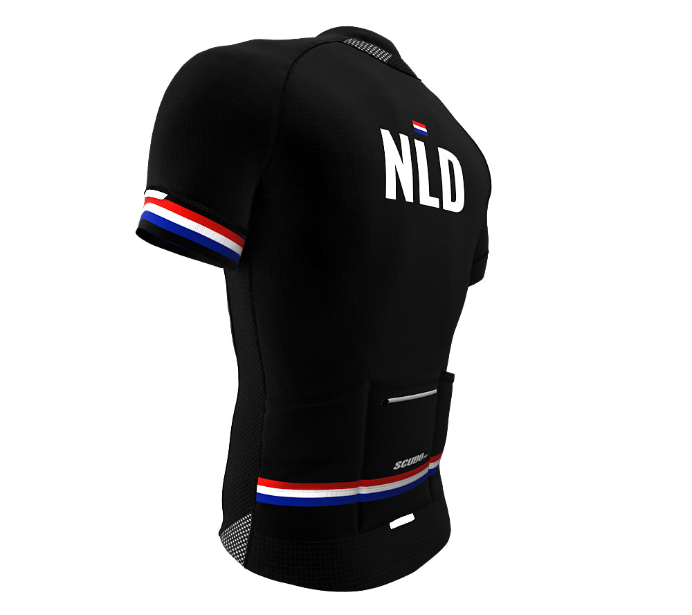 Netherlands Black CODE Short Sleeve Cycling PRO Jersey for Men and Women