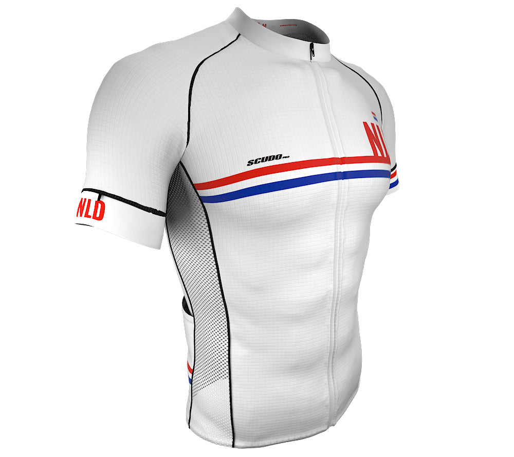 Netherlands White CODE Short Sleeve Cycling PRO Jersey for Men and Women