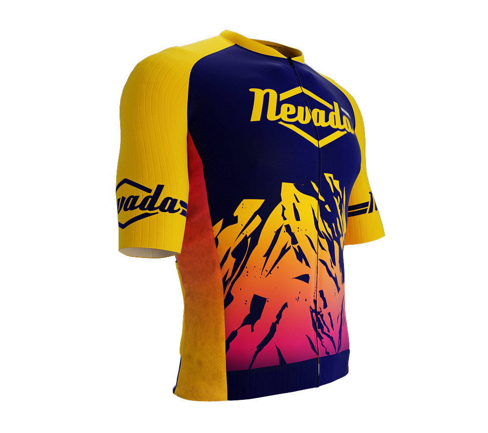 ScudoPro Pro-Elite Short Sleeve Cycling Jersey Nevada USA State Icon landmark symbol identity  | Men and Women