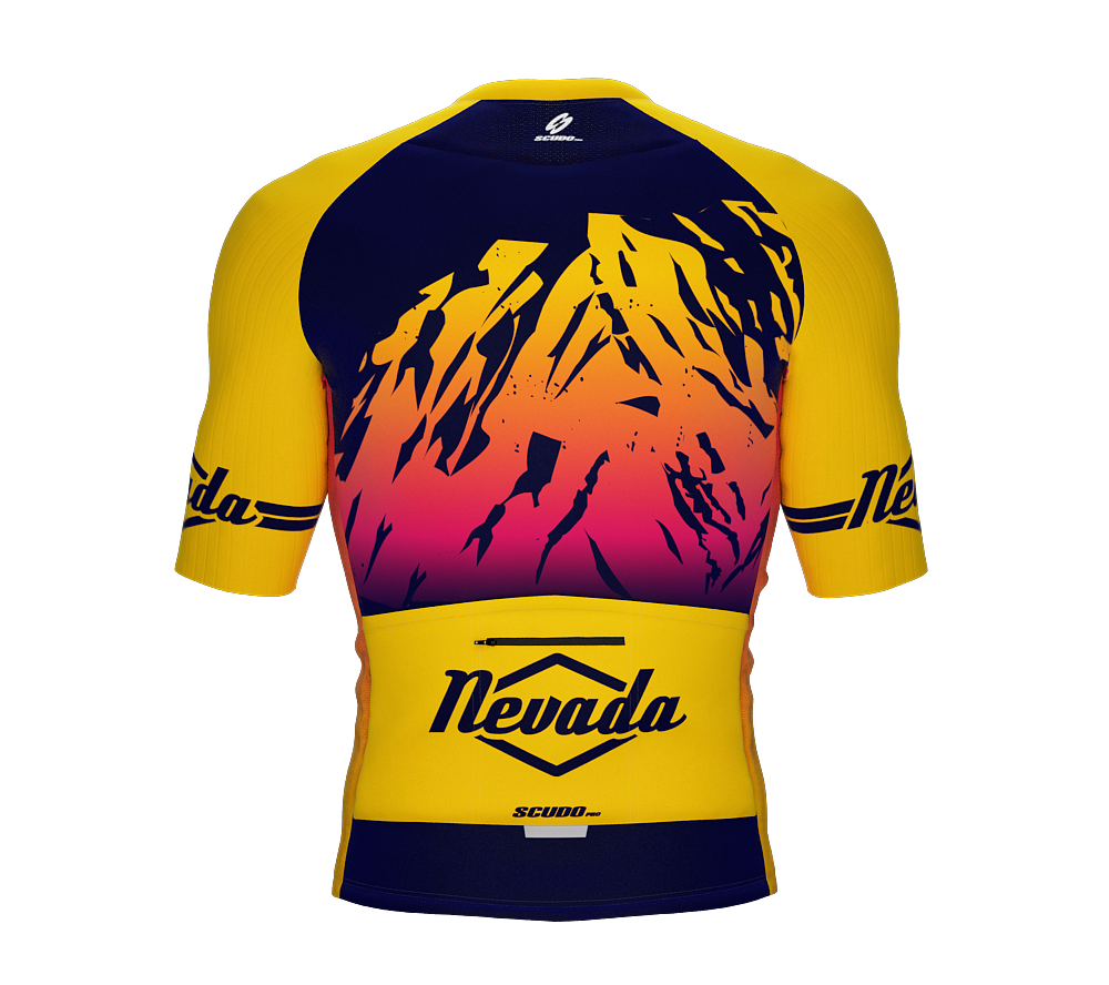 ScudoPro Pro-Elite Short Sleeve Cycling Jersey Nevada USA State Icon landmark symbol identity  | Men and Women