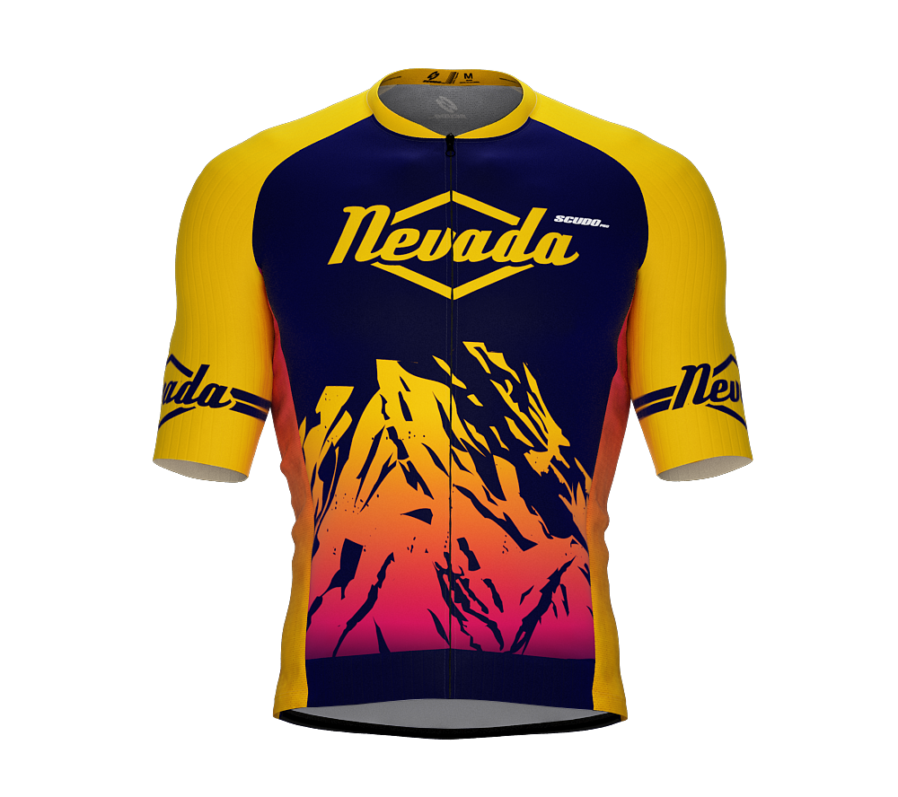 ScudoPro Pro-Elite Short Sleeve Cycling Jersey Nevada USA State Icon landmark symbol identity  | Men and Women