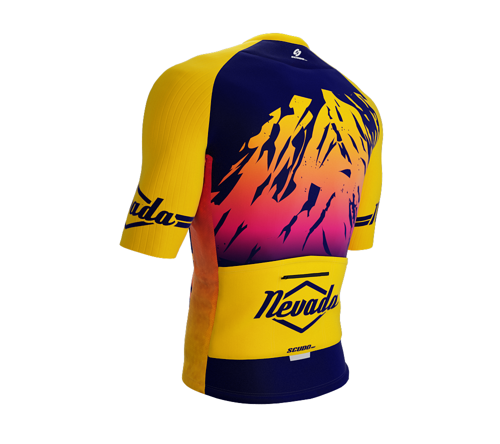 ScudoPro Pro-Elite Short Sleeve Cycling Jersey Nevada USA State Icon landmark symbol identity  | Men and Women