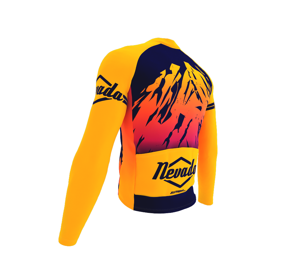ScudoPro Pro Thermal Long Sleeve Cycling Jersey Nevada USA state Icon landmark identity  | Men and Women