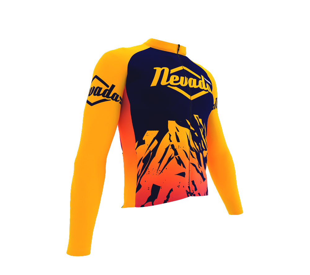ScudoPro Pro Thermal Long Sleeve Cycling Jersey Nevada USA state Icon landmark identity  | Men and Women