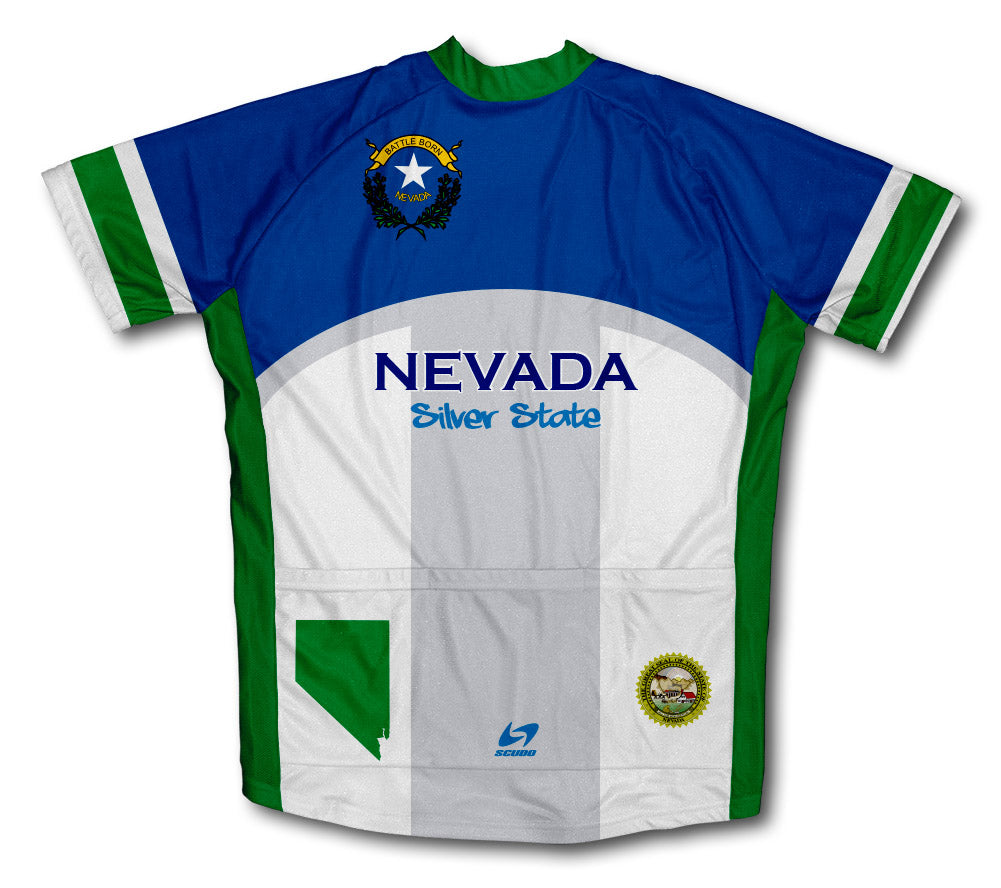 Nevada Flag Short Sleeve Cycling Jersey for Men and Women