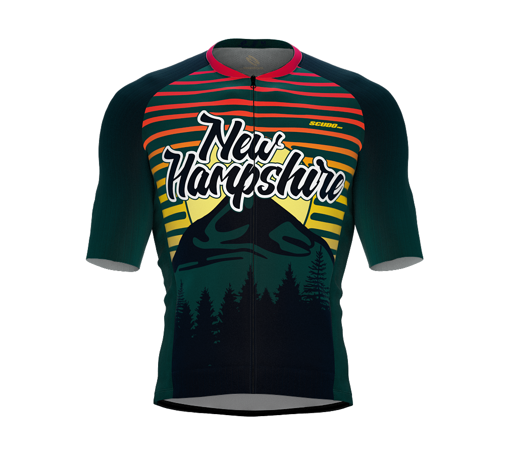 ScudoPro Pro-Elite Short Sleeve Cycling Jersey Nuevo Hampshire USA State Icon landmark symbol identity  | Men and Women