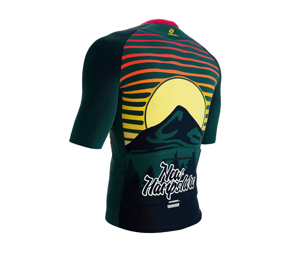 ScudoPro Pro-Elite Short Sleeve Cycling Jersey Nuevo Hampshire USA State Icon landmark symbol identity  | Men and Women