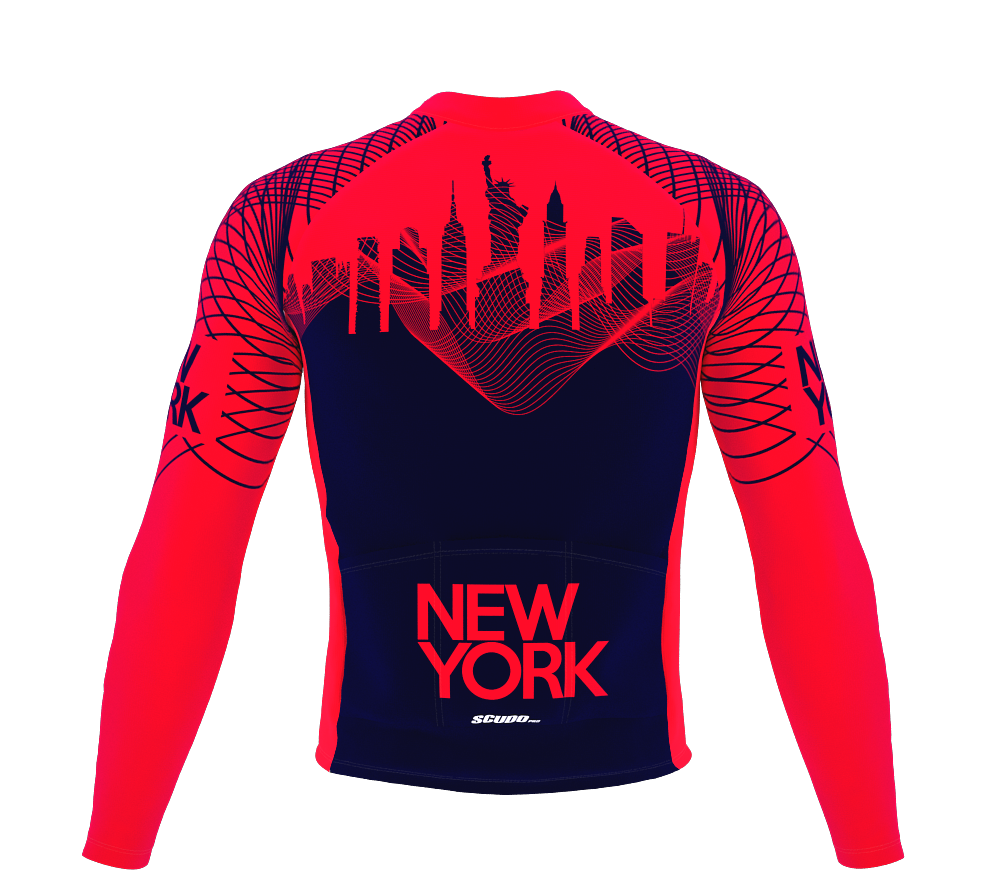 ScudoPro Pro Thermal Long Sleeve Cycling Jersey New York USA state Icon landmark identity  | Men and Women