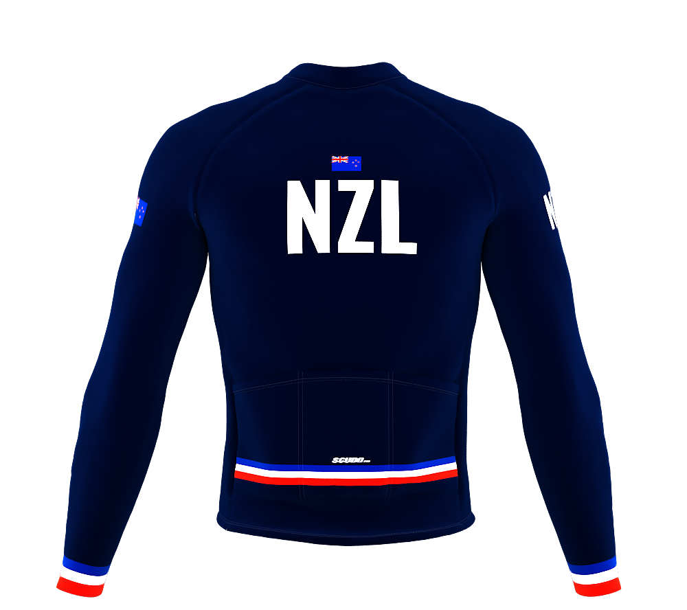 ScudoPro Pro Thermal Long Sleeve Cycling Jersey Country CODE New Zealand Blue | Men and Women