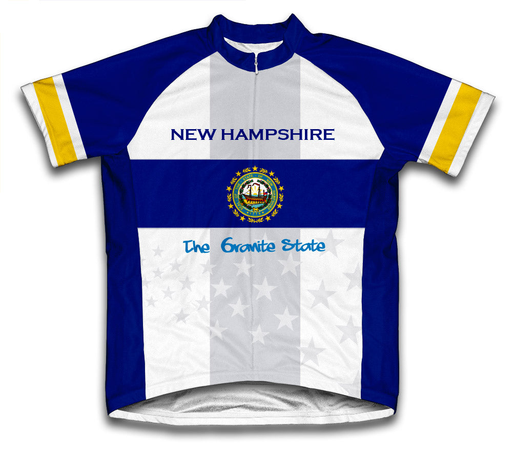 New Hampshire Flag Short Sleeve Cycling Jersey for Men and Women