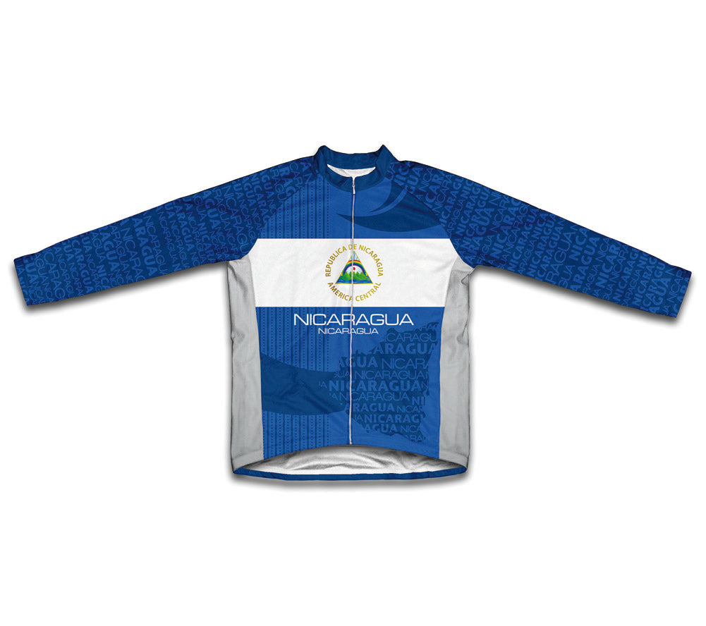 Nicaragua Flag Winter Thermal Cycling Jersey