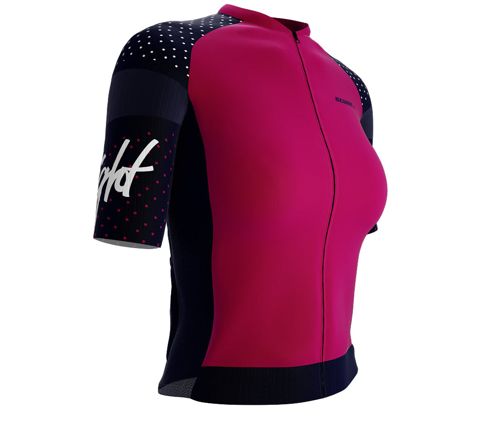 Scudopro Pro-Elite Short Sleeve Cycling Pro Fit Jersey Night Ride for Women