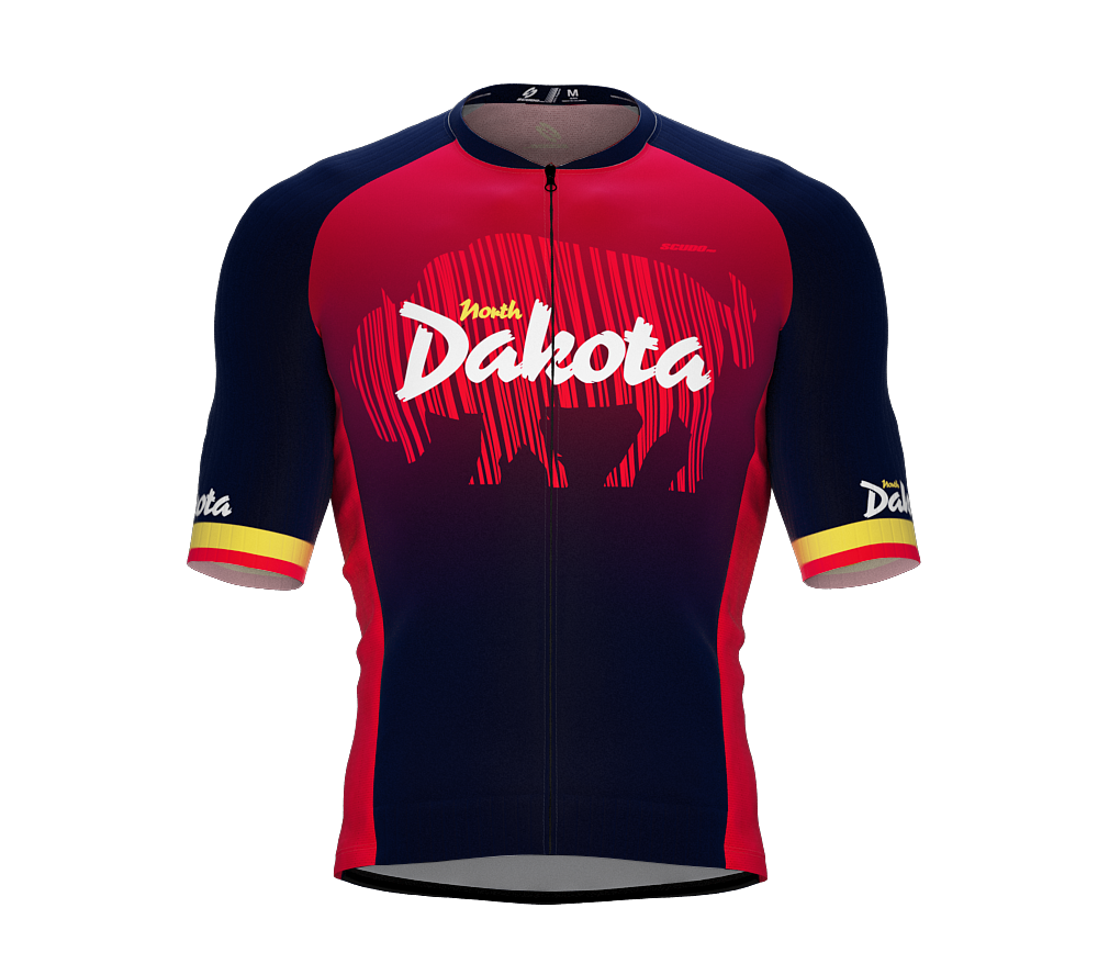 ScudoPro Pro-Elite Short Sleeve Cycling Jersey North Dakota USA State Icon landmark symbol identity  | Men and Women