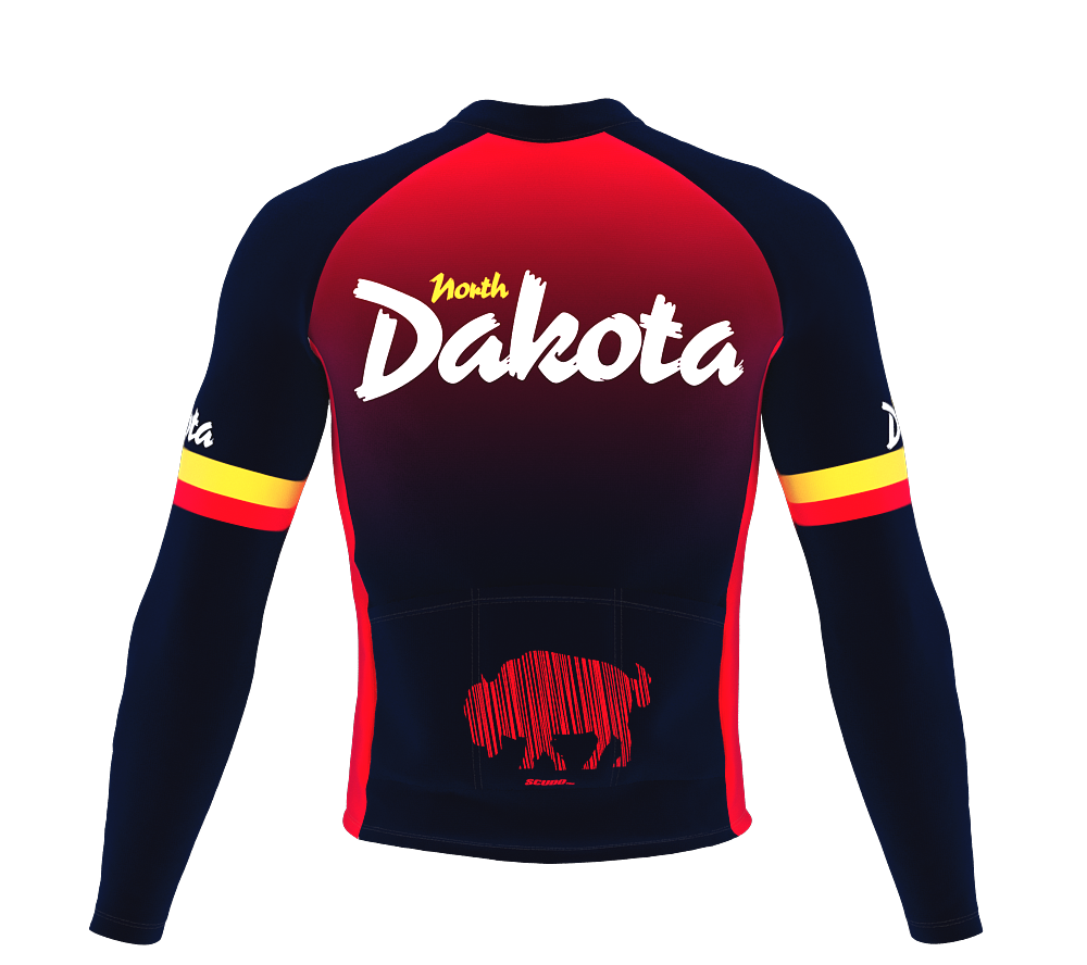 ScudoPro Pro Thermal Long Sleeve Cycling Jersey North Dakota USA state Icon landmark identity  | Men and Women