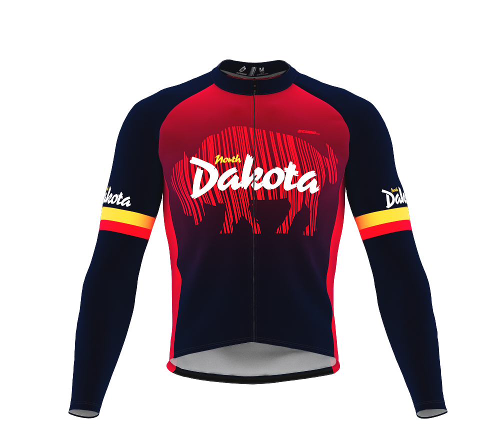 ScudoPro Pro Thermal Long Sleeve Cycling Jersey North Dakota USA state Icon landmark identity  | Men and Women