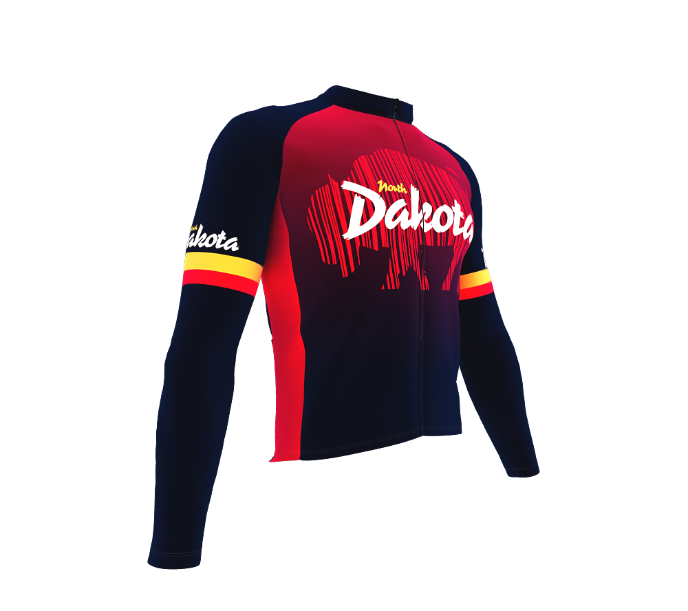 ScudoPro Pro Thermal Long Sleeve Cycling Jersey North Dakota USA state Icon landmark identity  | Men and Women