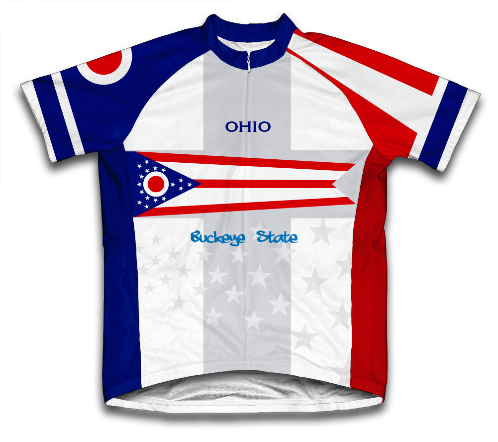 Ohio Flag Short Sleeve Cycling Jersey for Men and Women