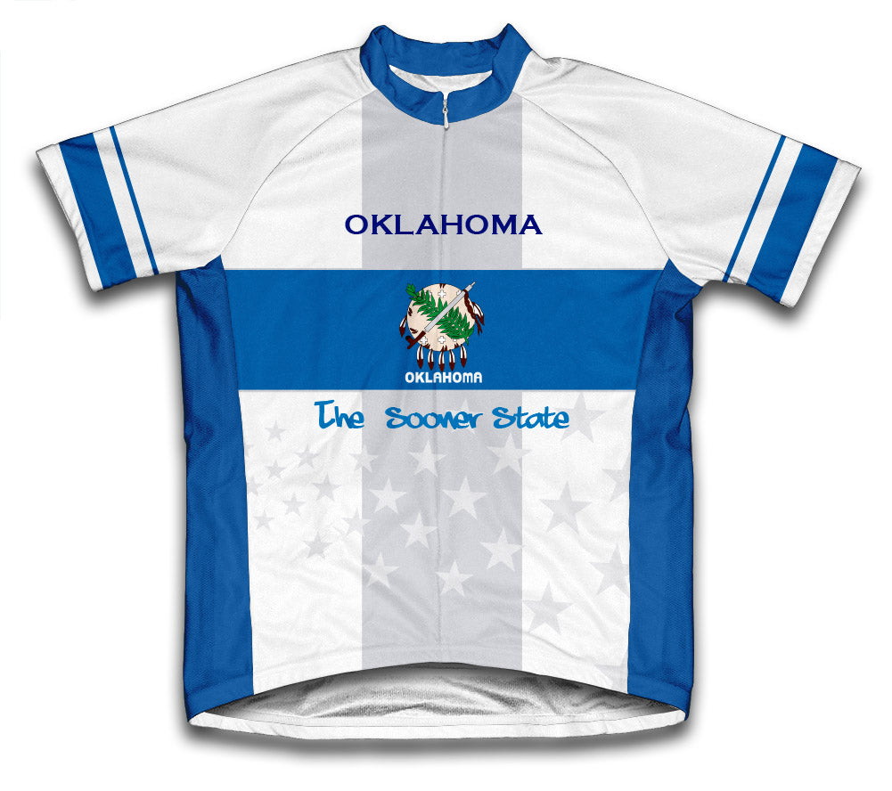 Oklahoma Flag Short Sleeve Cycling Jersey for Men and Women
