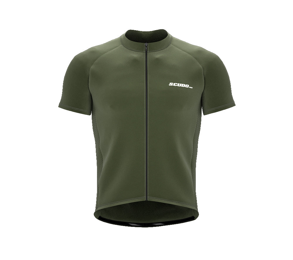 Chroma Contrast |  Short Sleeve Cycling Jersey Olive - Black zip - Gray seam | Men and Women