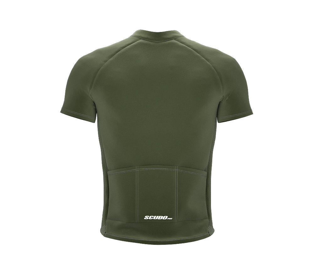 Chroma Contrast |  Short Sleeve Cycling Jersey Olive - Black zip - Gray seam | Men and Women