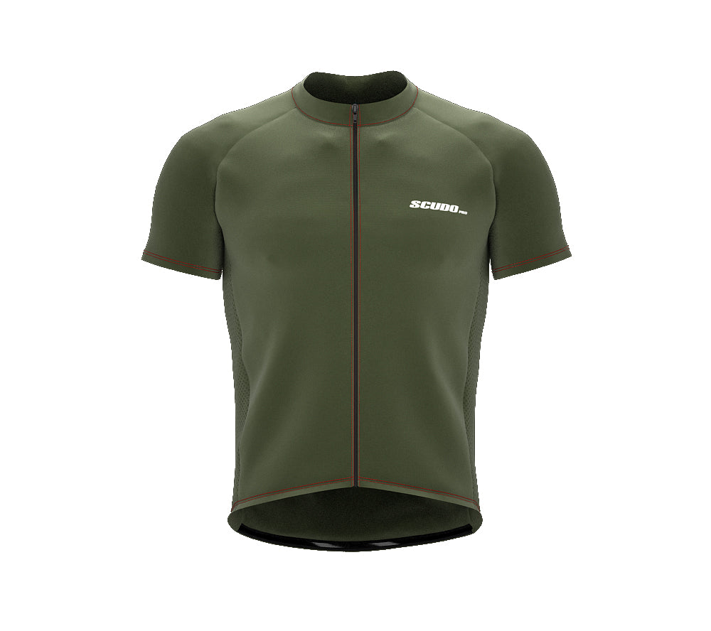 Chroma Contrast |  Short Sleeve Cycling Jersey Olive - Black zip - Red seam | Men and Women
