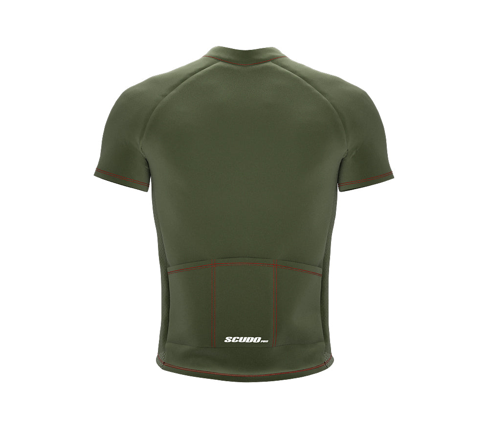 Chroma Contrast |  Short Sleeve Cycling Jersey Olive - Black zip - Red seam | Men and Women