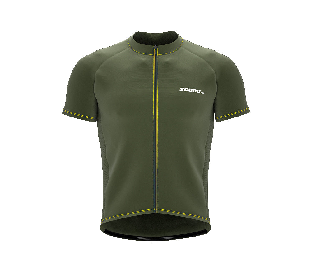 Chroma Contrast |  Short Sleeve Cycling Jersey Olive - Black zip - Yellow seam | Men and Women