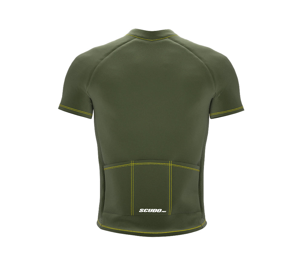 Chroma Contrast |  Short Sleeve Cycling Jersey Olive - Black zip - Yellow seam | Men and Women