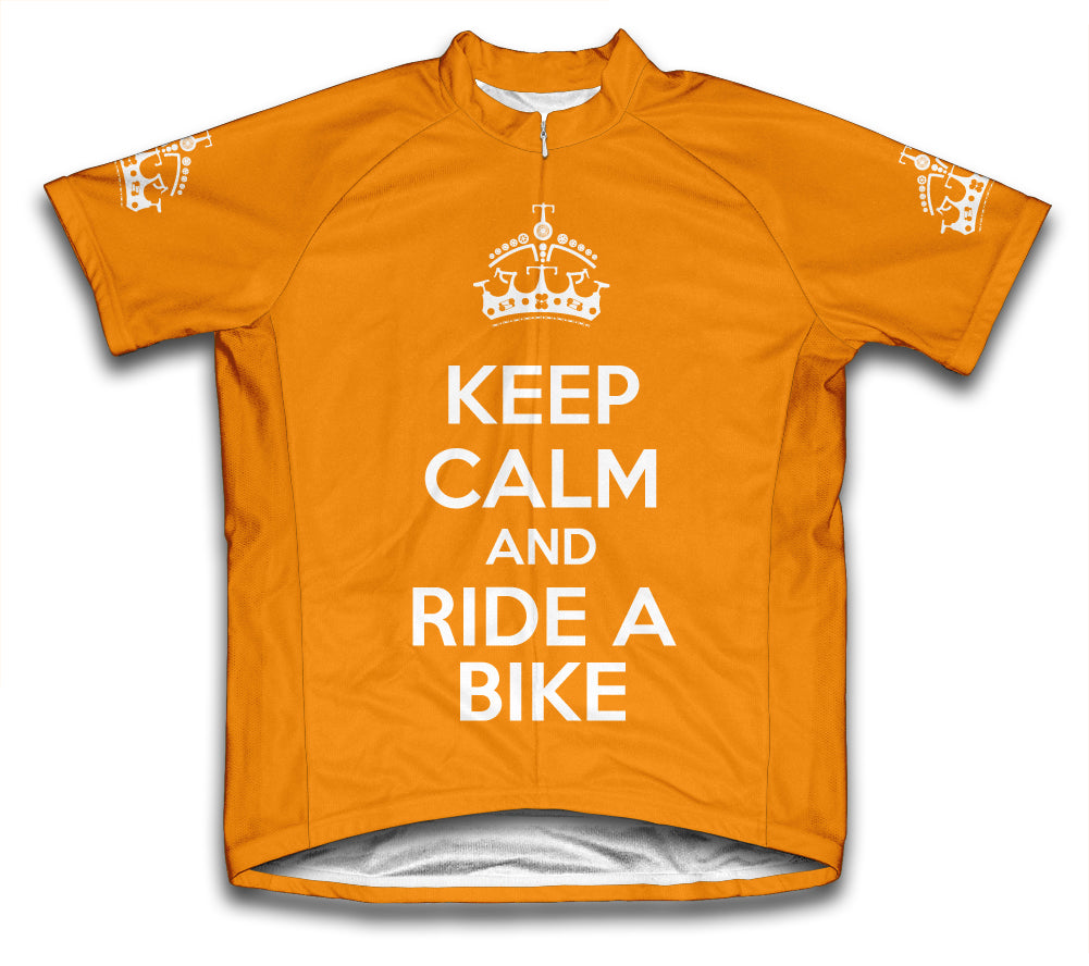 Keep Calm and Ride a Bike Orange Cycling Jersey