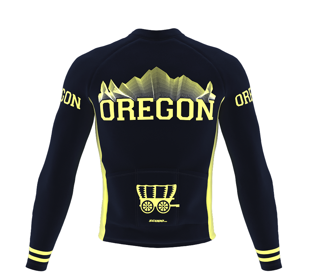 ScudoPro Pro Thermal Long Sleeve Cycling Jersey Oregon USA state Icon landmark identity  | Men and Women