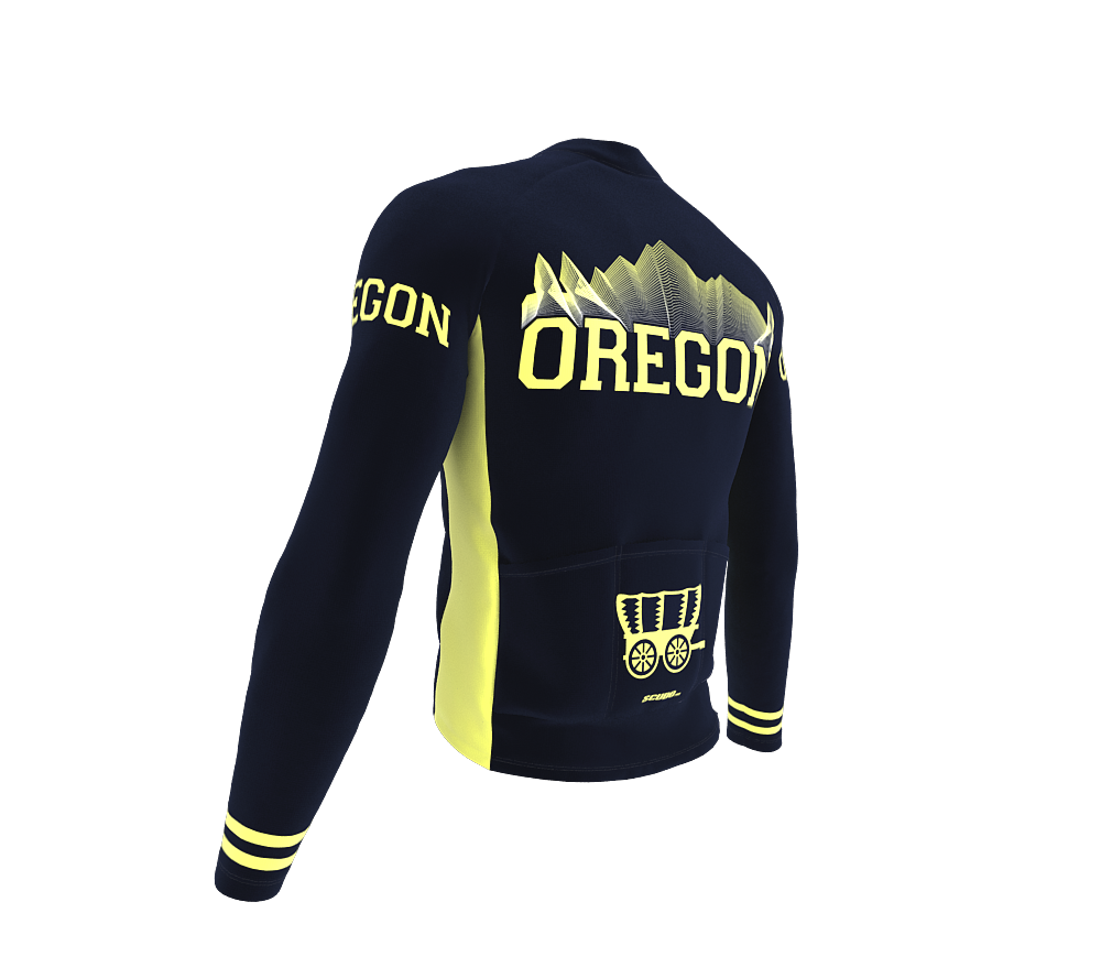 ScudoPro Pro Thermal Long Sleeve Cycling Jersey Oregon USA state Icon landmark identity  | Men and Women