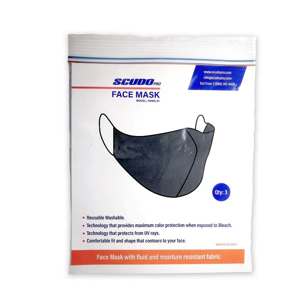 . Face Mask with fluid and moisture resistant fabric. Reusable and Washable
