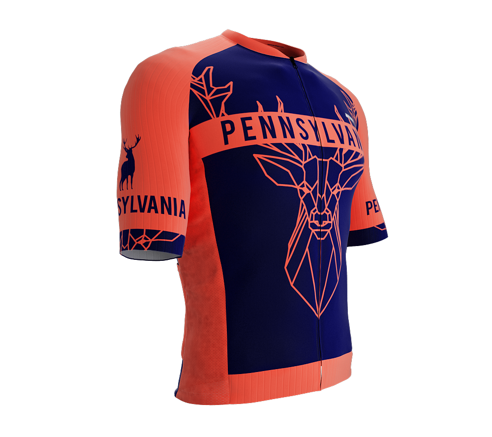 ScudoPro Pro-Elite Short Sleeve Cycling Jersey Pennsylvania USA State Icon landmark symbol identity  | Men and Women