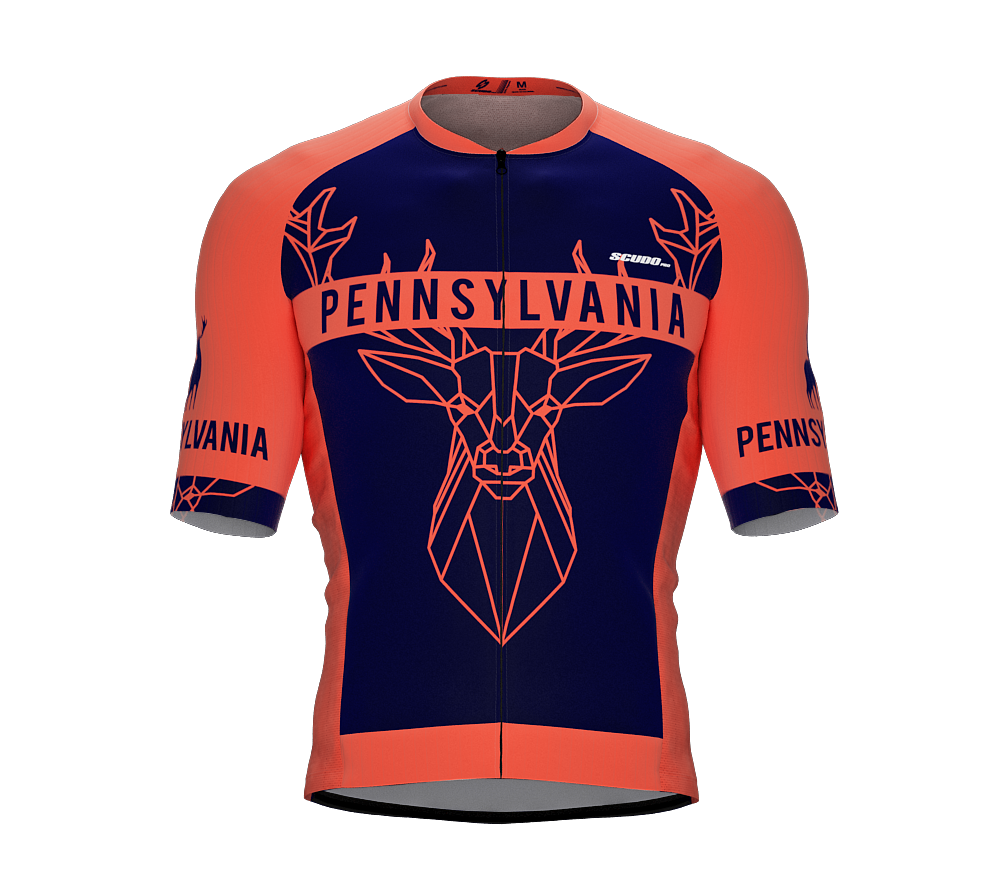 ScudoPro Pro-Elite Short Sleeve Cycling Jersey Pennsylvania USA State Icon landmark symbol identity  | Men and Women