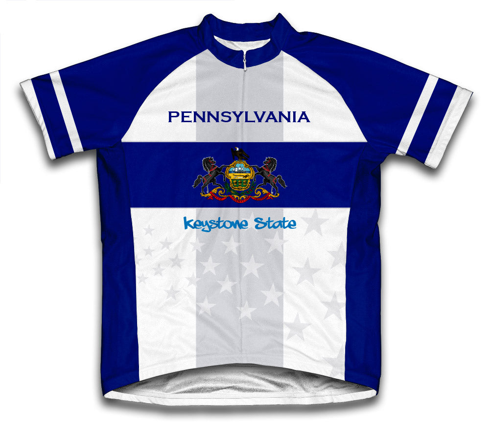 Pennsylvania Flag Short Sleeve Cycling Jersey for Men and Women