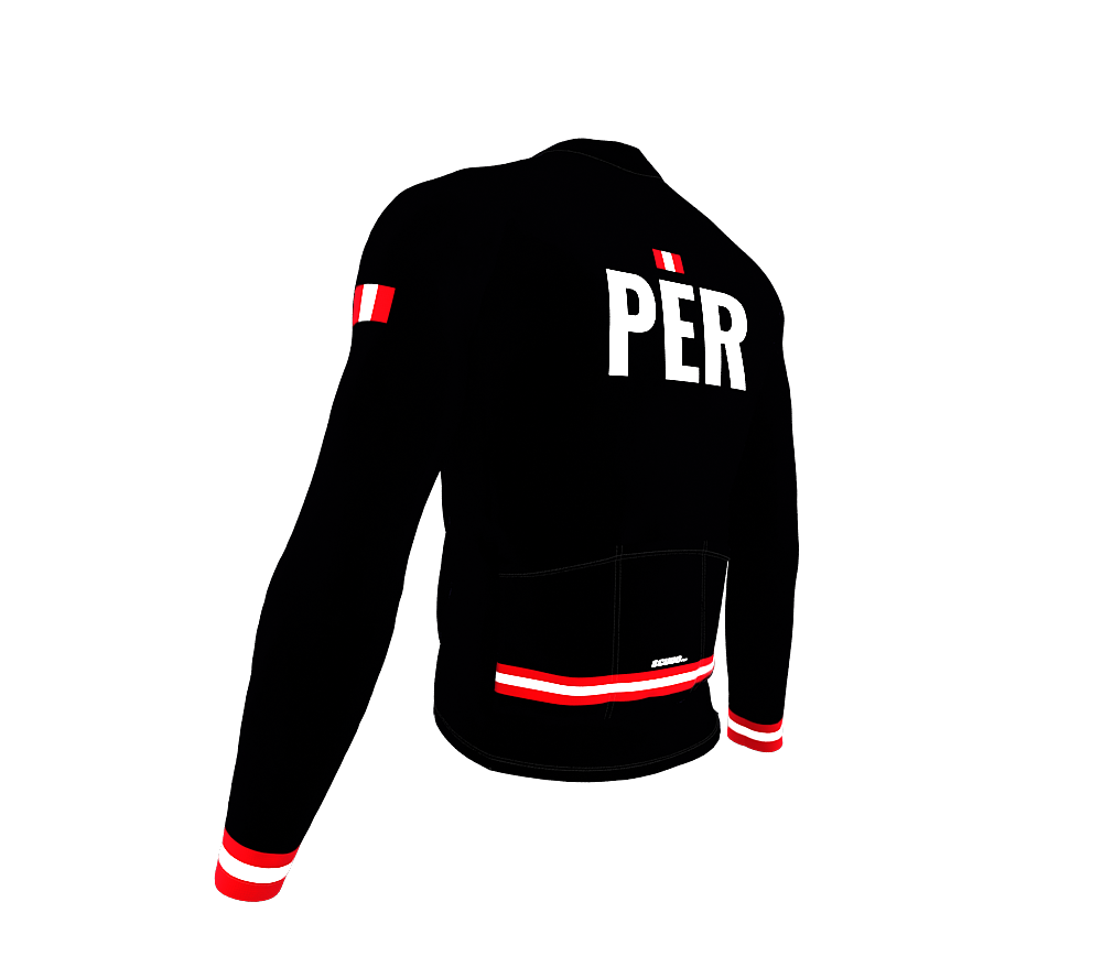 ScudoPro Pro Thermal Long Sleeve Cycling Jersey Country CODE Peru Black | Men and Women