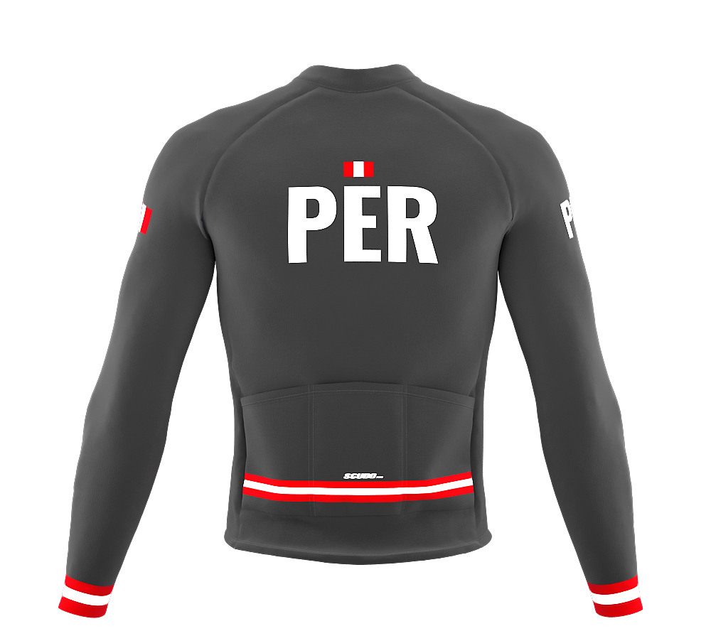 ScudoPro Pro Thermal Long Sleeve Cycling Jersey Country CODE Peru Gray | Men and Women
