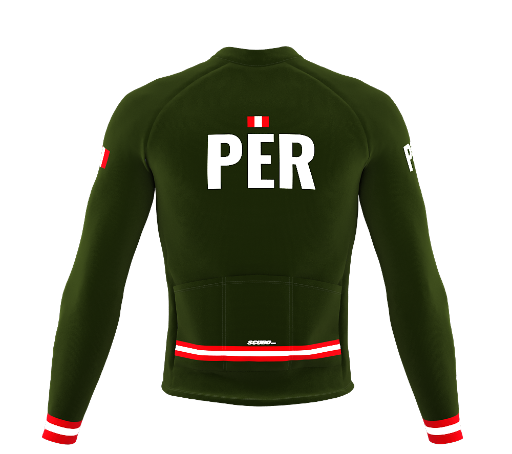 ScudoPro Pro Thermal Long Sleeve Cycling Jersey Country CODE Peru Green | Men and Women