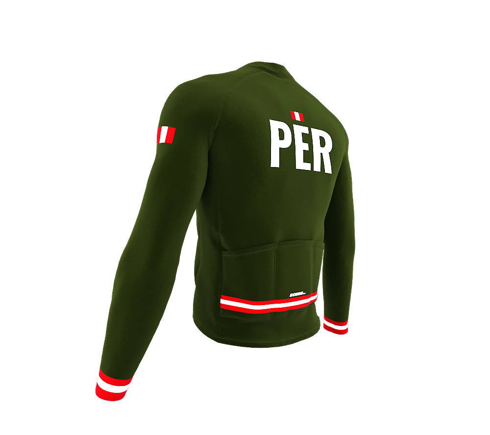 ScudoPro Pro Thermal Long Sleeve Cycling Jersey Country CODE Peru Green | Men and Women
