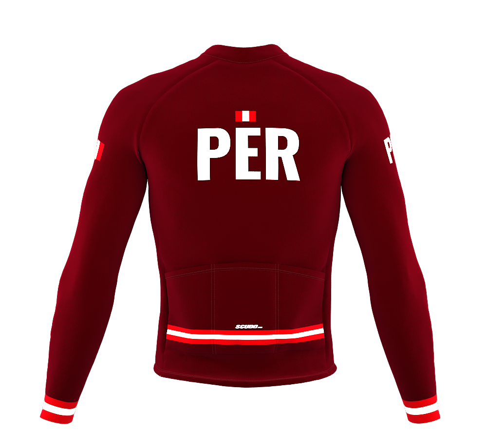 ScudoPro Pro Thermal Long Sleeve Cycling Jersey Country CODE Peru Vine | Men and Women