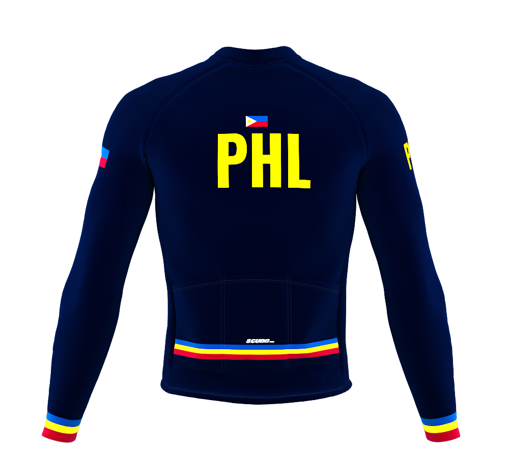 ScudoPro Pro Thermal Long Sleeve Cycling Jersey Country CODE Philippines Blue | Men and Women