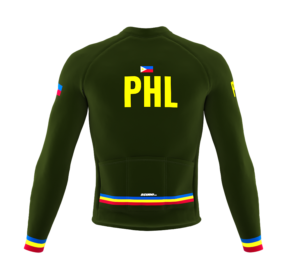 ScudoPro Pro Thermal Long Sleeve Cycling Jersey Country CODE Philippines Green | Men and Women