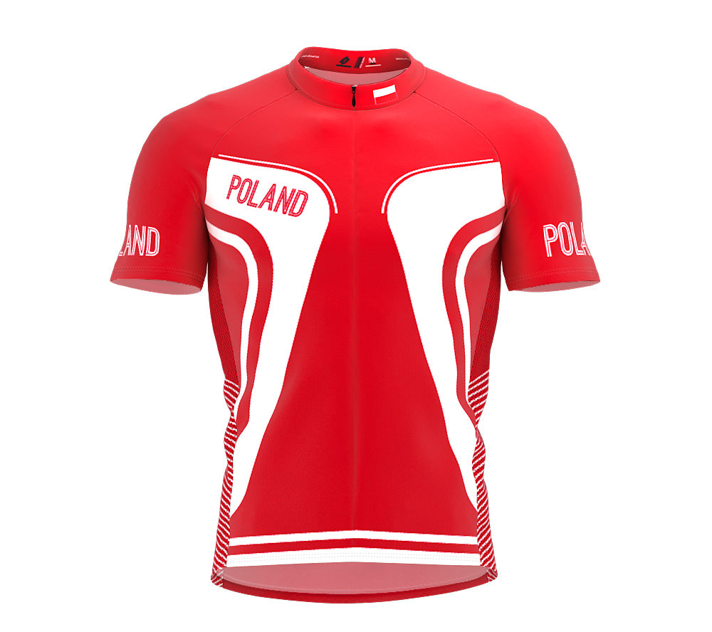 Poland  Full Zipper Bike Short Sleeve Cycling Jersey