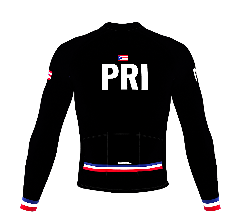 ScudoPro Pro Thermal Long Sleeve Cycling Jersey Country CODE Puerto Rico Black | Men and Women