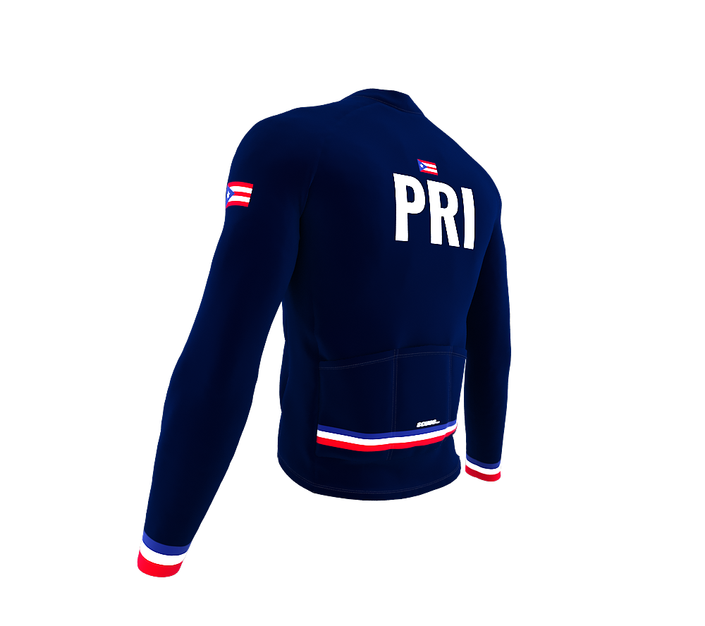 ScudoPro Pro Thermal Long Sleeve Cycling Jersey Country CODE Puerto Rico Blue | Men and Women