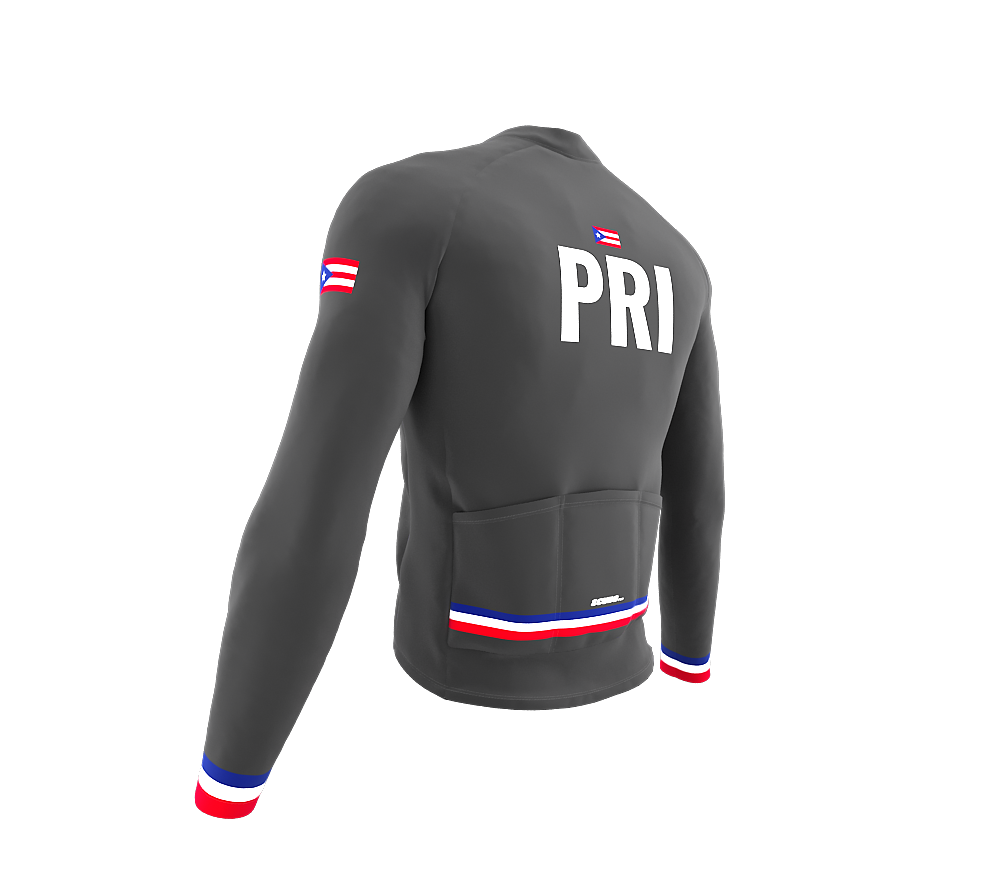 ScudoPro Pro Thermal Long Sleeve Cycling Jersey Country CODE Puerto Rico Gray | Men and Women