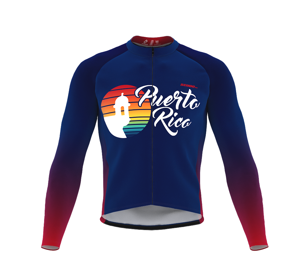 ScudoPro Pro Thermal Long Sleeve Cycling Jersey Puerto Rico USA state Icon landmark identity  | Men and Women