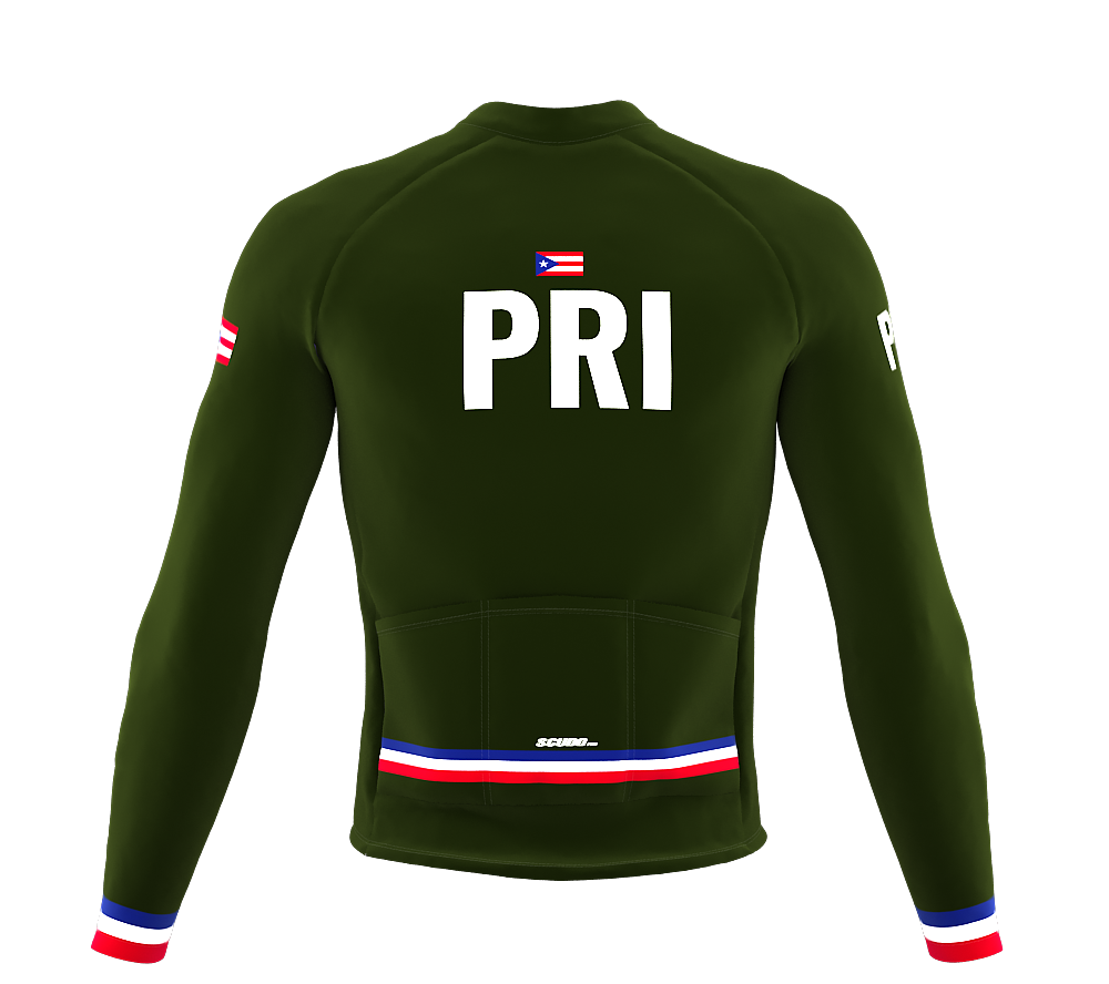 ScudoPro Pro Thermal Long Sleeve Cycling Jersey Country CODE Puerto Rico Green | Men and Women