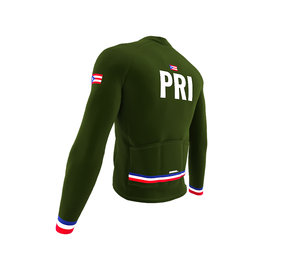 ScudoPro Pro Thermal Long Sleeve Cycling Jersey Country CODE Puerto Rico Green | Men and Women